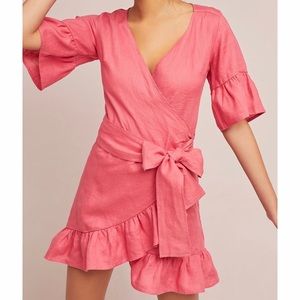 Anthropologie 4our dreamers linen wrap style dress